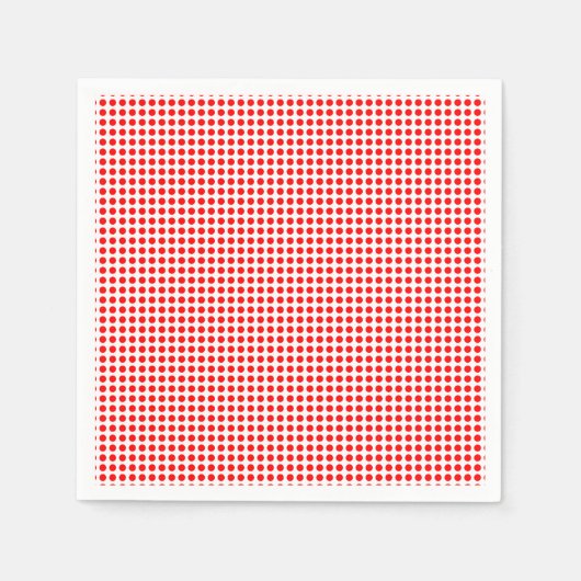 Rood op wit klein horizontaal polka stippenpapier servet (Voorkant)