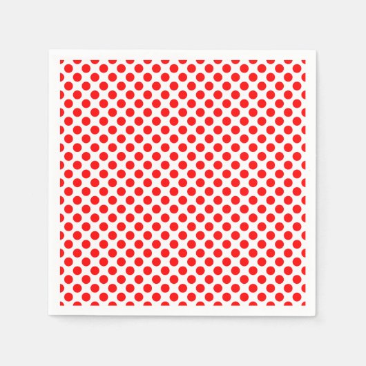 Rood op Wit Medium Size Polka Dots Paper Servet (Voorkant)