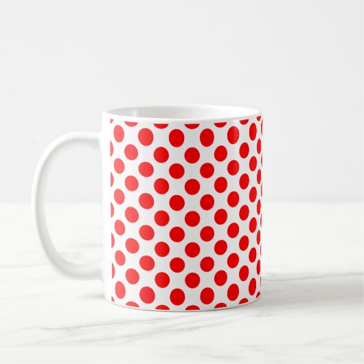 Rood op Wit Medium Size Polka Dots Patroon Koffiemok (Links)