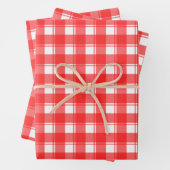 Rood op Wit Retro Plaid Patroon Inpakpapier Vel (In situ)