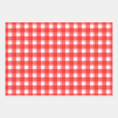 Rood op Wit Retro Plaid Patroon Inpakpapier Vel (Voorkant)