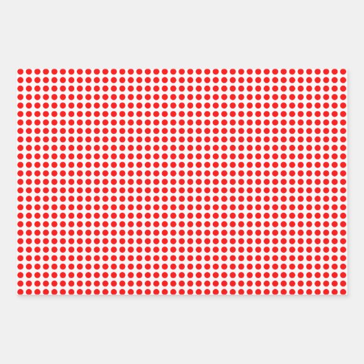 Rood op Wit Verschillende Grootte Horizontale Polk Inpakpapier Vel (Voorkant 3)