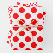 Rood op Wit Verschillende Maten Polka Dots Inpakpapier Vel (In situ)