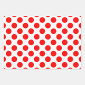 Rood op Wit Verschillende Maten Polka Dots Inpakpapier Vel (Voorkant)
