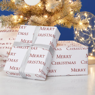 Rood op wit vrolijk kerstcitaat cadeaupapier