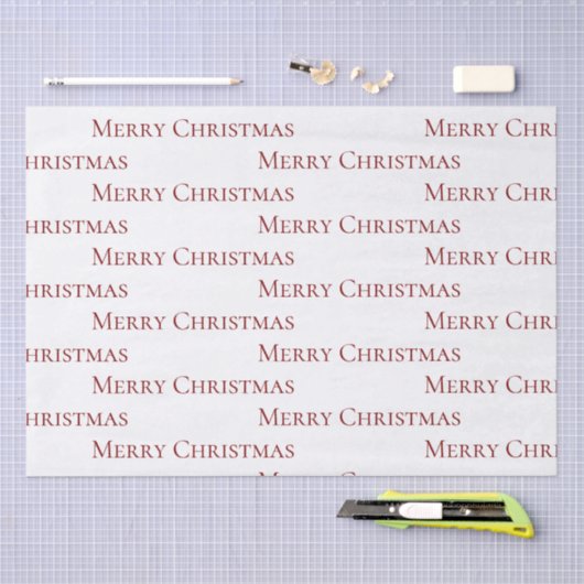 Rood op wit vrolijk kerstcitaat tissuepapier (Craft)