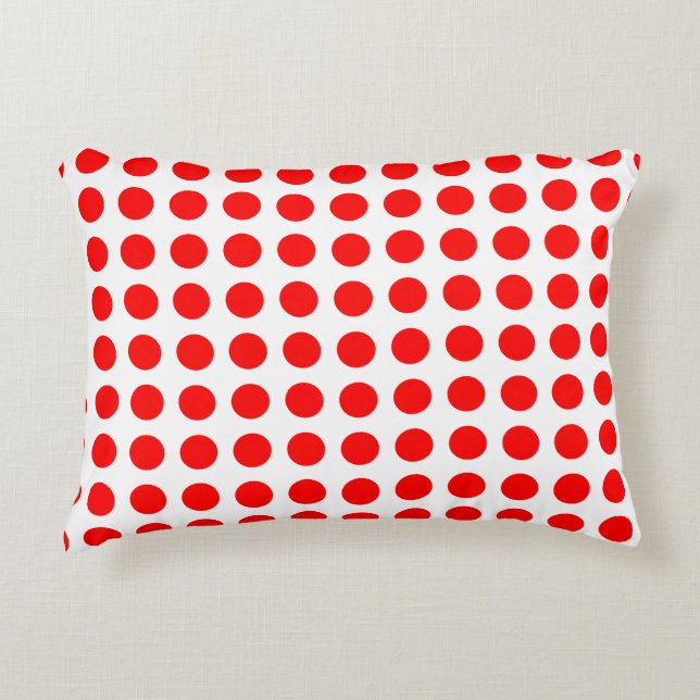 Rood op Witte Grote Grootte Horizontale Polka Dots Accent Kussen (Voorkant)