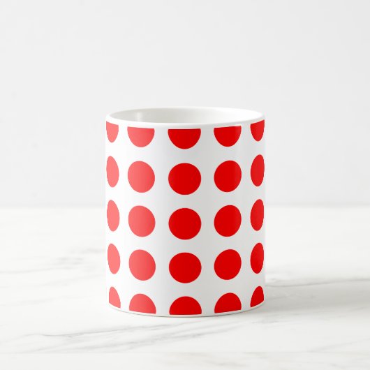 Rood op Witte Grote Grootte Horizontale Polka Dots Koffiemok (Center)