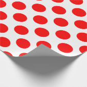 Rood op Witte Grote Grootte Polka Dots Cadeaupapier (Hoek)