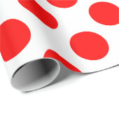 Rood op Witte Grote Grootte Polka Dots Cadeaupapier (Rol Hoek)