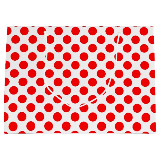Rood op Witte Grote Grootte Polka Dots Groot Cadeauzakje (Voorkant)