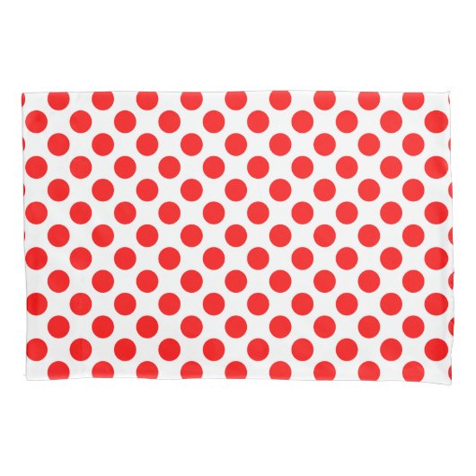 Rood op Witte Grote Grootte Polka Dots Kussensloop (Voorkant)