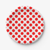 Rood op Witte Grote Grootte Polka Dots Papieren Bordje (Voorkant)