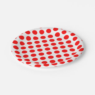 Rood op Witte Grote Grootte Polka Dots Papieren Bordje