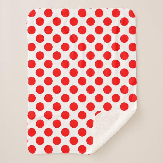 Rood op Witte Grote Grootte Polka Dots Sherpa Deken (Voorkant)