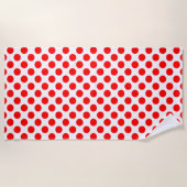 Rood op Witte Grote Grootte Polka Dots Strandlaken (Voorkant)