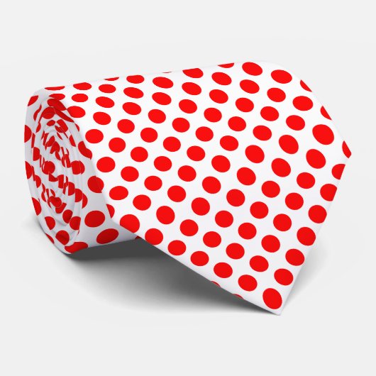 Rood op Witte Grote Grootte Polka Dots Stropdas (Opgerold)