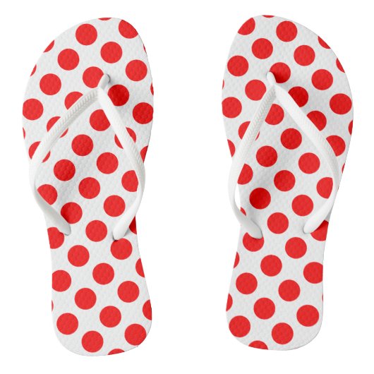 Rood op Witte Grote Grootte Polka Dots Teenslippers (Voetbed)