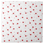 Rood op witte harten patroon tegeltje (Voorkant)