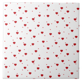 Rood op witte harten patroon tegeltje