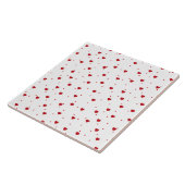 Rood op witte harten patroon tegeltje (Zijkant)