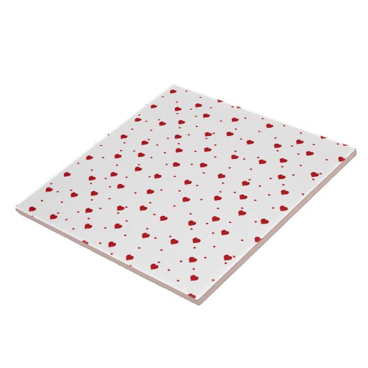Rood op witte harten patroon tegeltje (Zijkant)