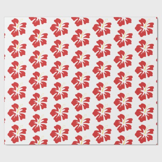 Rood op witte hibiscus cadeaupapier (Vlak)