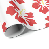 Rood op witte hibiscus cadeaupapier (Rol Hoek)