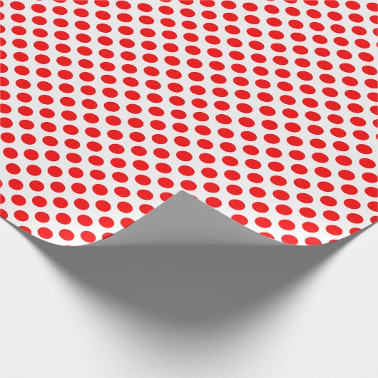 Rood op Witte Kleine Grootte Polka Dots Cadeaupapier (Hoek)
