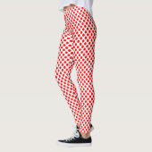 Rood op Witte Kleine Grootte Polka Dots Leggings (Links)