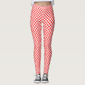 Rood op Witte Kleine Grootte Polka Dots Leggings (Voorkant)
