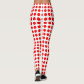Rood op witte middelgrote grootte horizontale polk leggings (Achterkant)