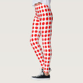 Rood op witte middelgrote grootte horizontale polk leggings (Links)