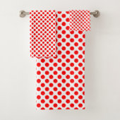 Rood op witte middelgrote grootte polka stippen bad handdoek (Insitu)