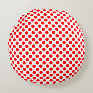 Rood op witte middelgrote grootte polka stippen rond kussen