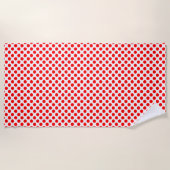Rood op witte middelgrote grootte polka stippen strandlaken (Voorkant)