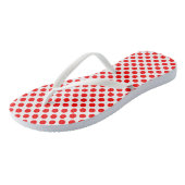 Rood op witte middelgrote grootte polka stippen teenslippers (Schuin)