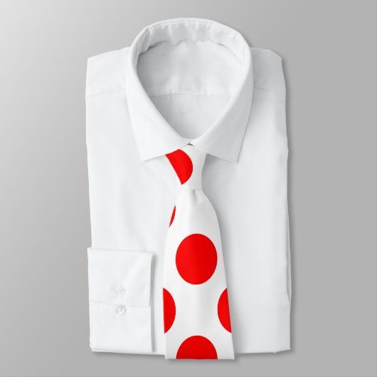 Rood op Witte Reuzengrootte Polka Dots Stropdas (Gebonden)