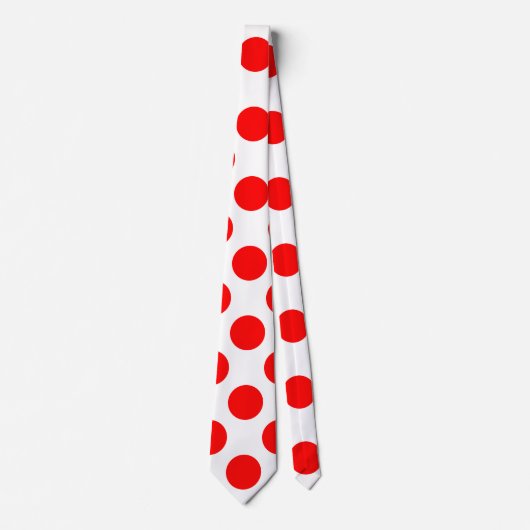 Rood op Witte Reuzengrootte Polka Dots Stropdas (Voorkant)