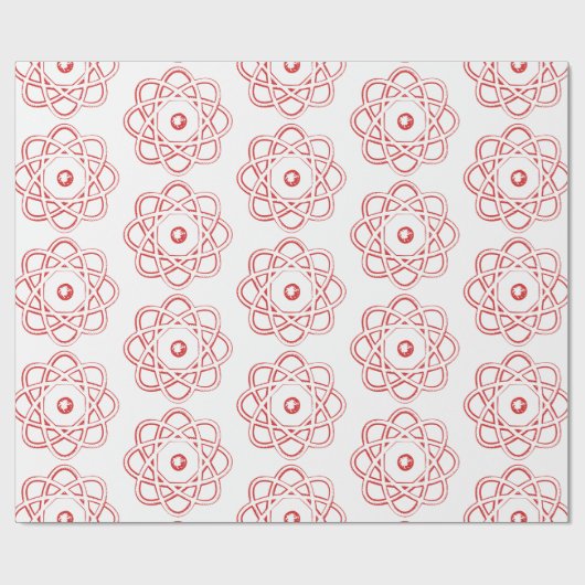 Rood op witte symbolen cadeaupapier (Vlak)