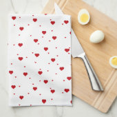 Rood op witte Valentijns harten patroon Theedoek (Quarter Fold)