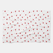 Rood op witte Valentijns harten patroon Theedoek (Horizontaal)