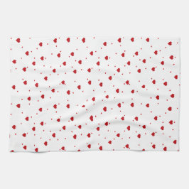 Rood op witte Valentijns harten patroon Theedoek