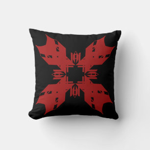 Rood op zwart Abstract Art 4-Petal Flower Design Kussen