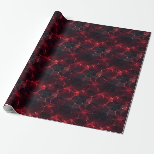 Rood op Zwart Abstract Cadeaupapier (Uitgerold)