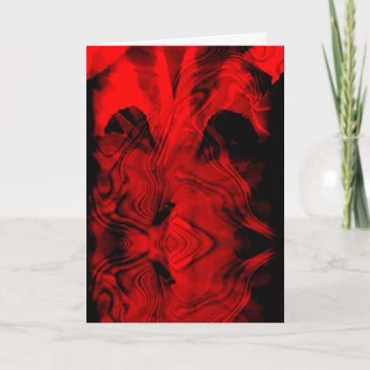 Rood op zwart Abstract Fantasy Floral Design Kaart (Voorkant)