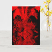 Rood op zwart Abstract Fantasy Floral Design Kaart (Gele Bloem)