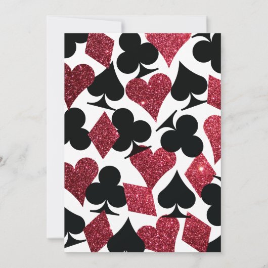 Rood op zwart faux glitter Las Vegas bruiloft Kaart (Achterkant)
