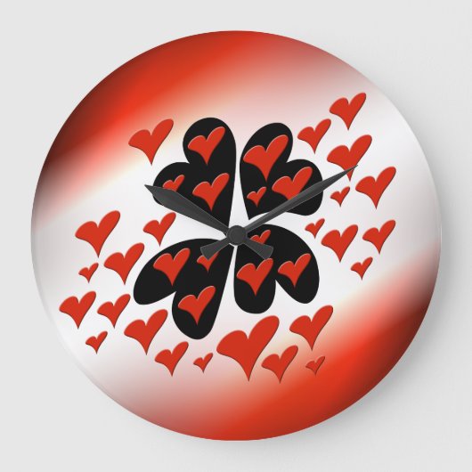Rood op zwart hart grote klok (Voorkant)