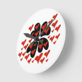 Rood op zwart hart ronde klok (Hoek)